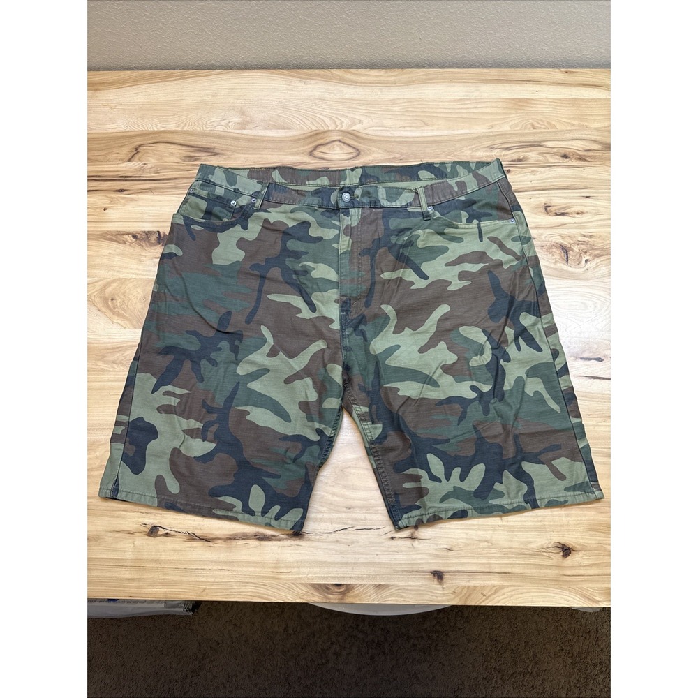 Levi's 569 Loose Straight Shorts Mens 46 Green Camo Cotton Denim 12" Inseam